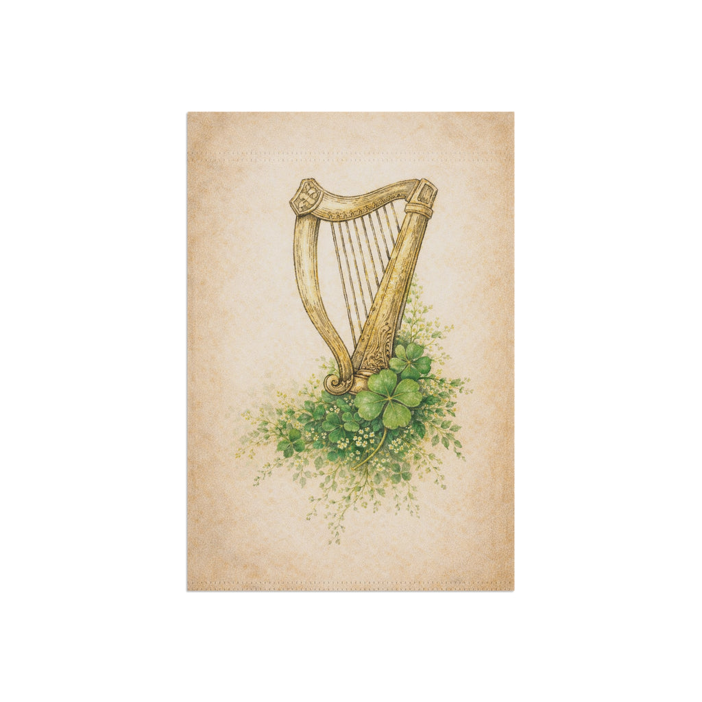 Vintage Irish Harp Garden Flag