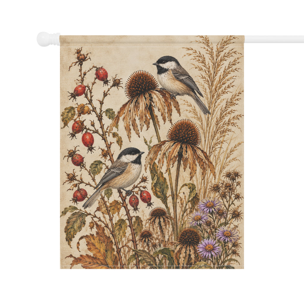 The Autumn Garden Chickadee Flag