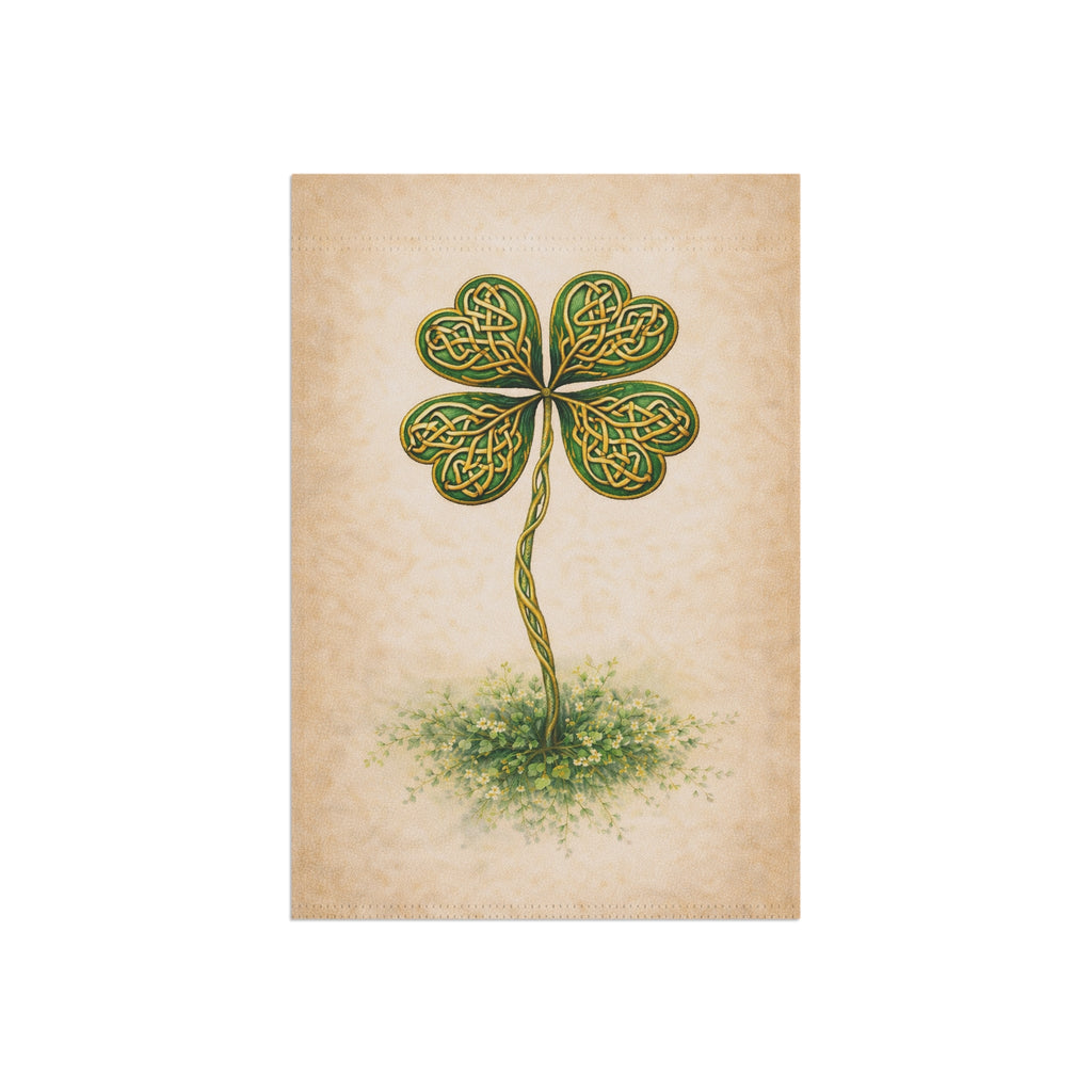 Irish Celtic Knotwork Four-Leaf Clover Botanical Banner