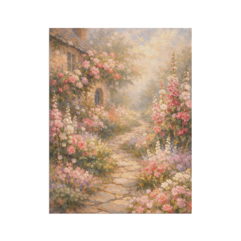 English Cottage Garden Banner — Romantic Floral House Banner