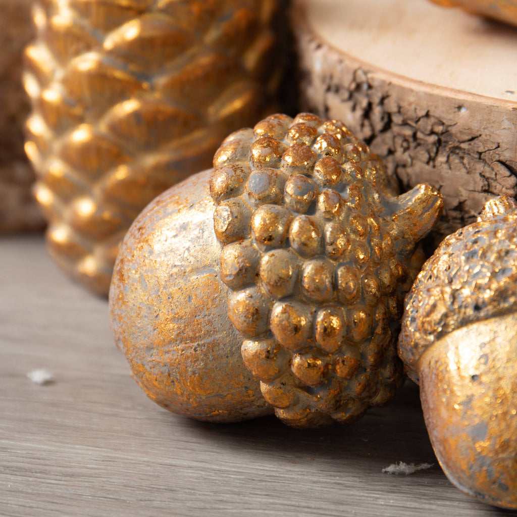 Gold Cement Acorn Fall / Holiday Decor