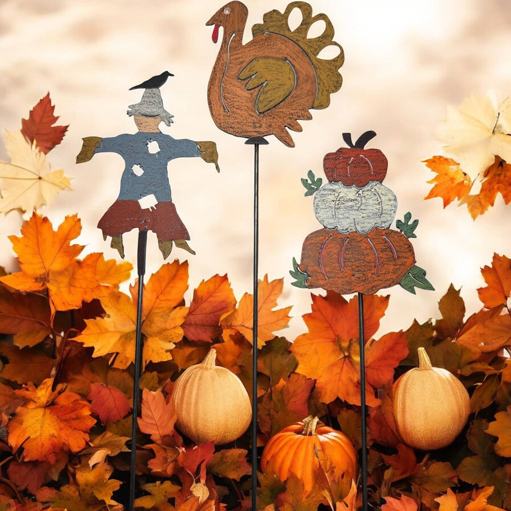 Pumpkin Plant Stake fall décor Halloween garden Thanksgiving