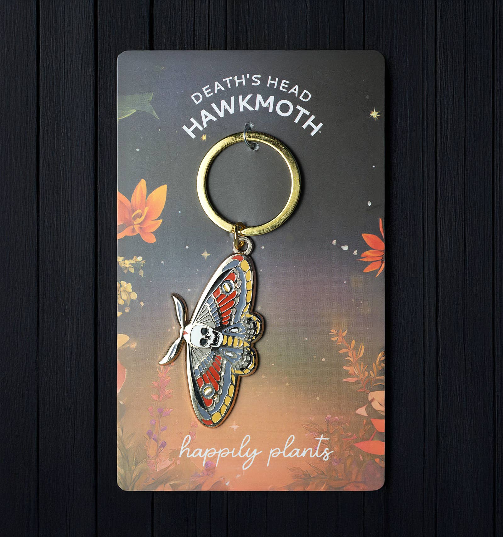 Death’s Head Hawkmoth Keychain Charm,   Spring Goth Gifts