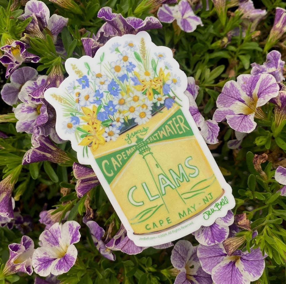 Cape May New Jersey Clams in a Tin Can Sticker