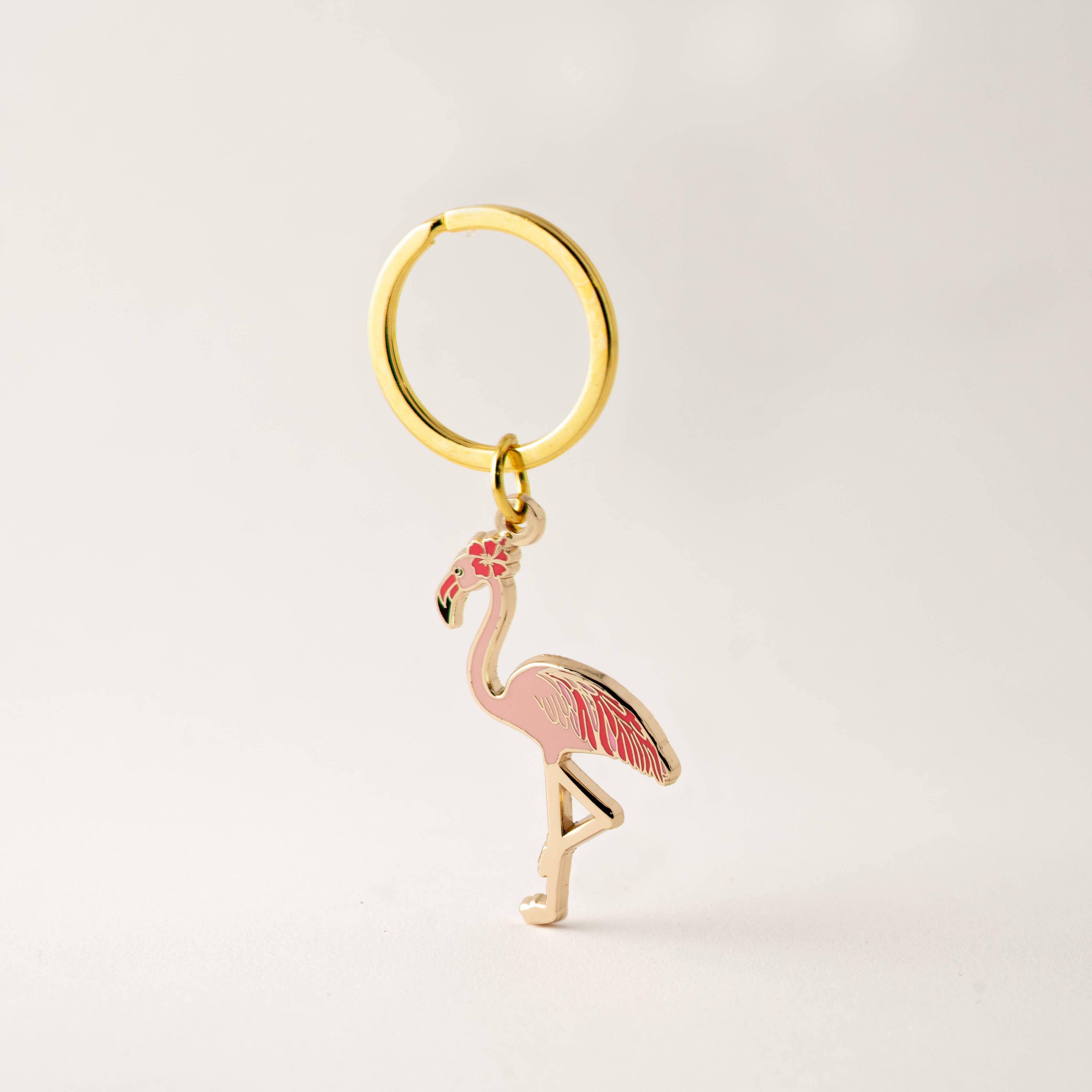 Pink Flamingo Keychain charm, Coastal & Beach Spring Gifts
