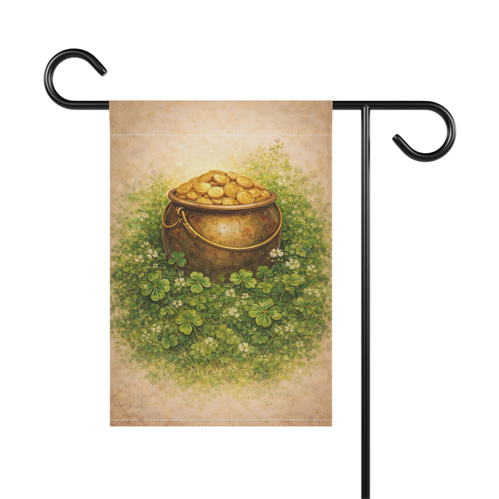 St. Patrick's Pot o' Gold Garden Banner — Vintage Inspired Garden Flag