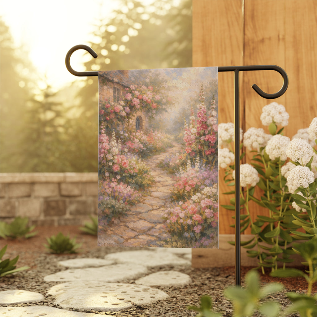 English Cottage Garden Banner — Romantic Floral House Banner
