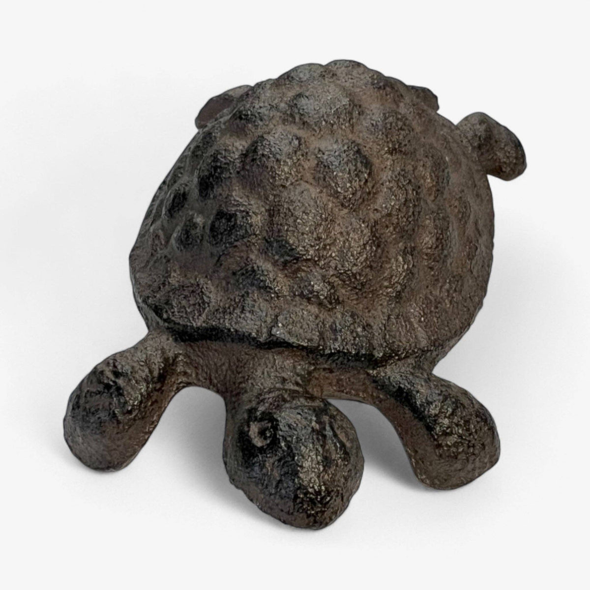 Turtle Garden Statue, Cast Iron, Rustic Outdoor Figurine, 5"