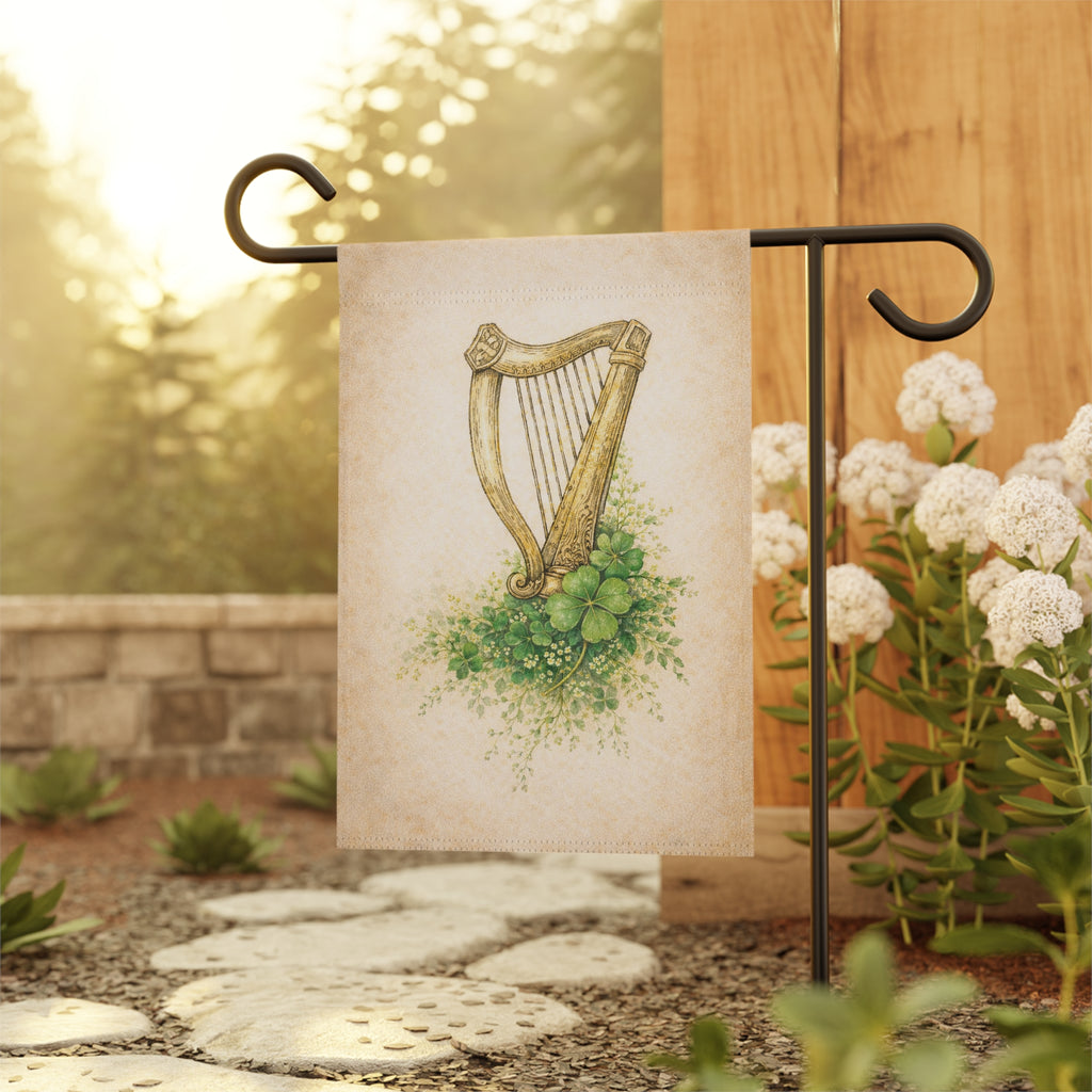 Vintage Irish Harp Garden Flag
