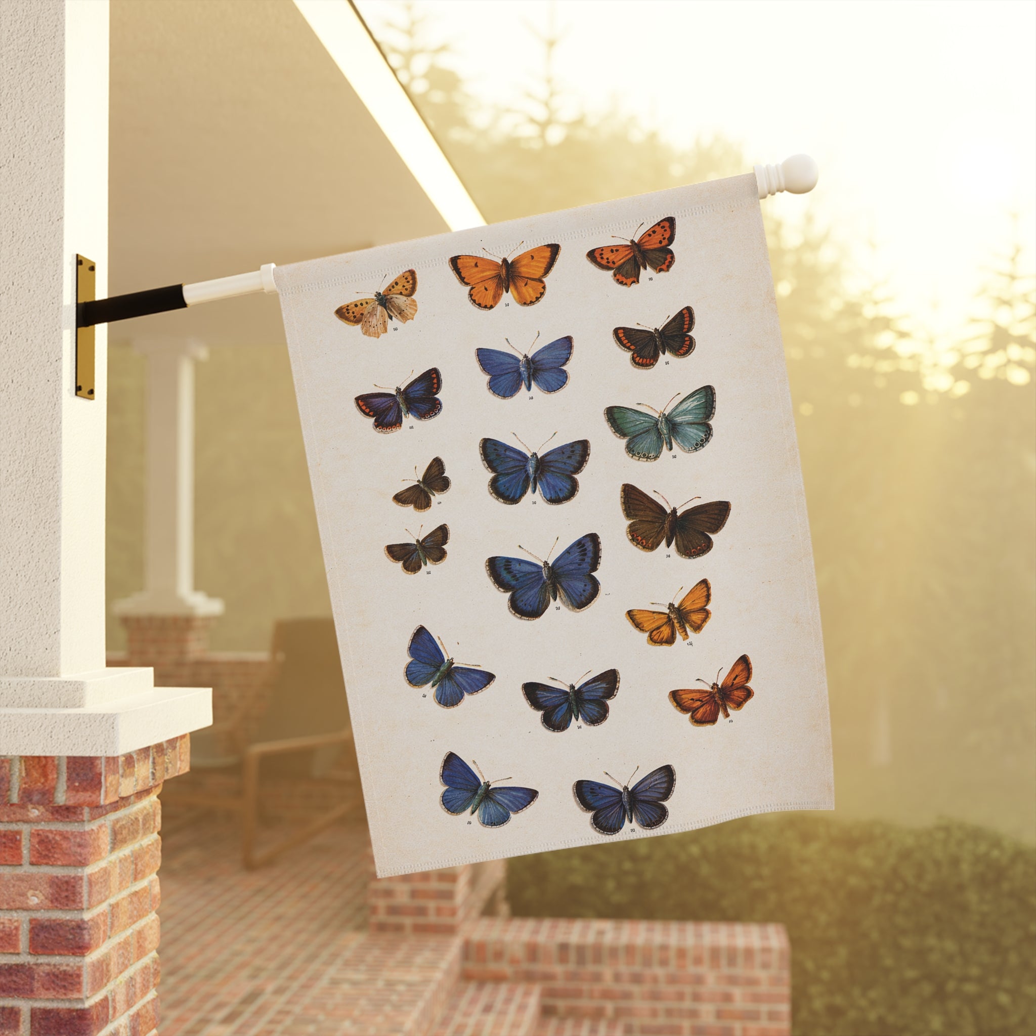 Vintage Butterfly Garden Flag — Floral House Banner