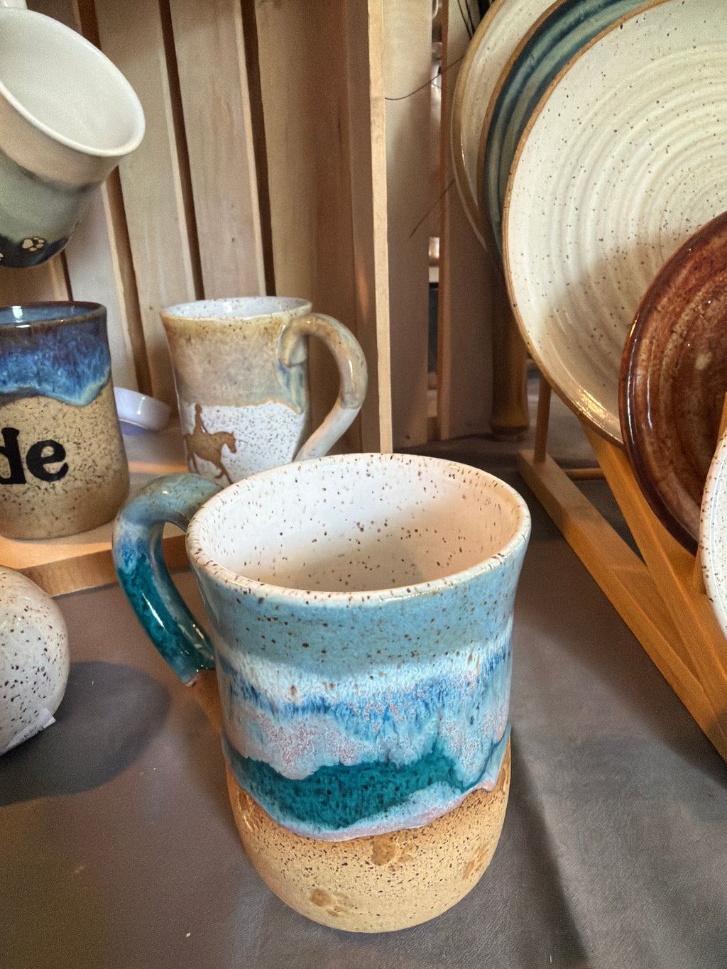 Blue Two Toned Dog Print Mug