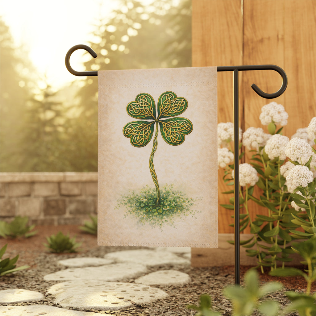 Irish Celtic Knotwork Four-Leaf Clover Botanical Banner