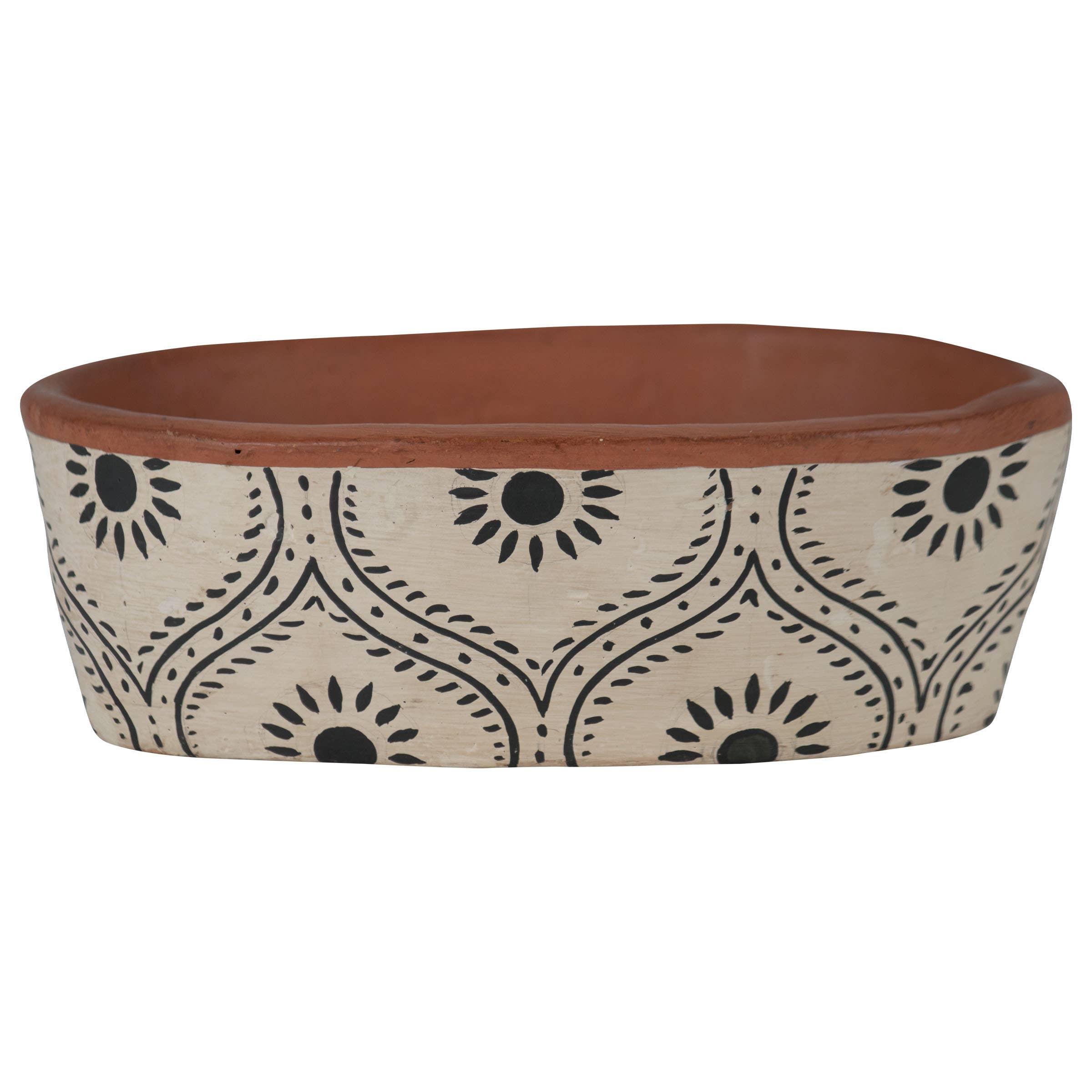 Jenica Oval Terracotta Planter Hand Painted Floral