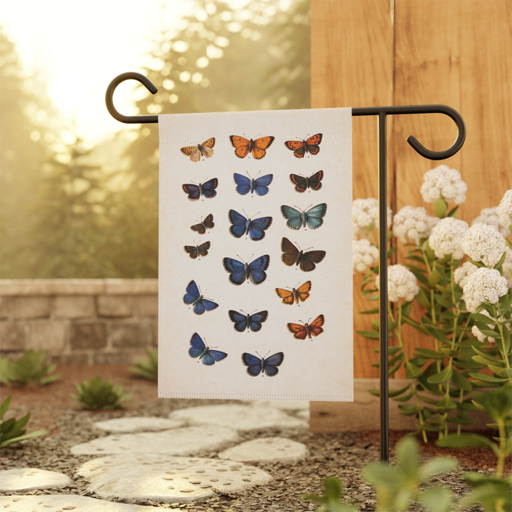 Vintage Butterfly Garden Flag — Floral House Banner
