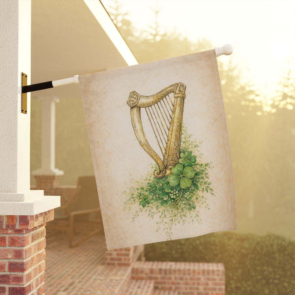 Vintage Irish Harp Garden Flag
