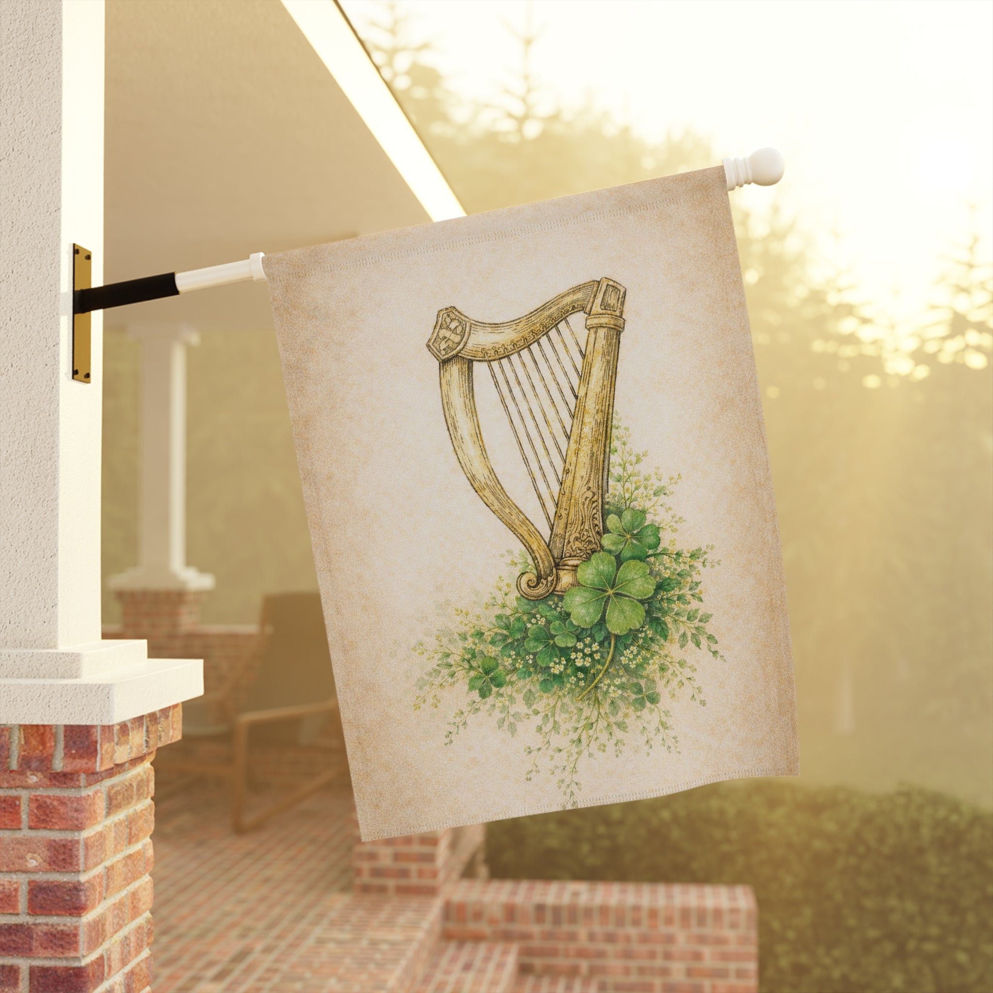 Vintage Irish Harp Garden Flag