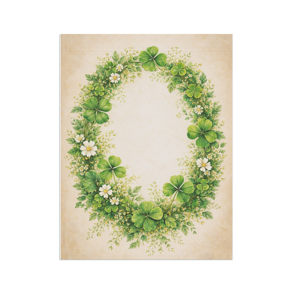 Botanical Irish Shamrock Wreath Banner