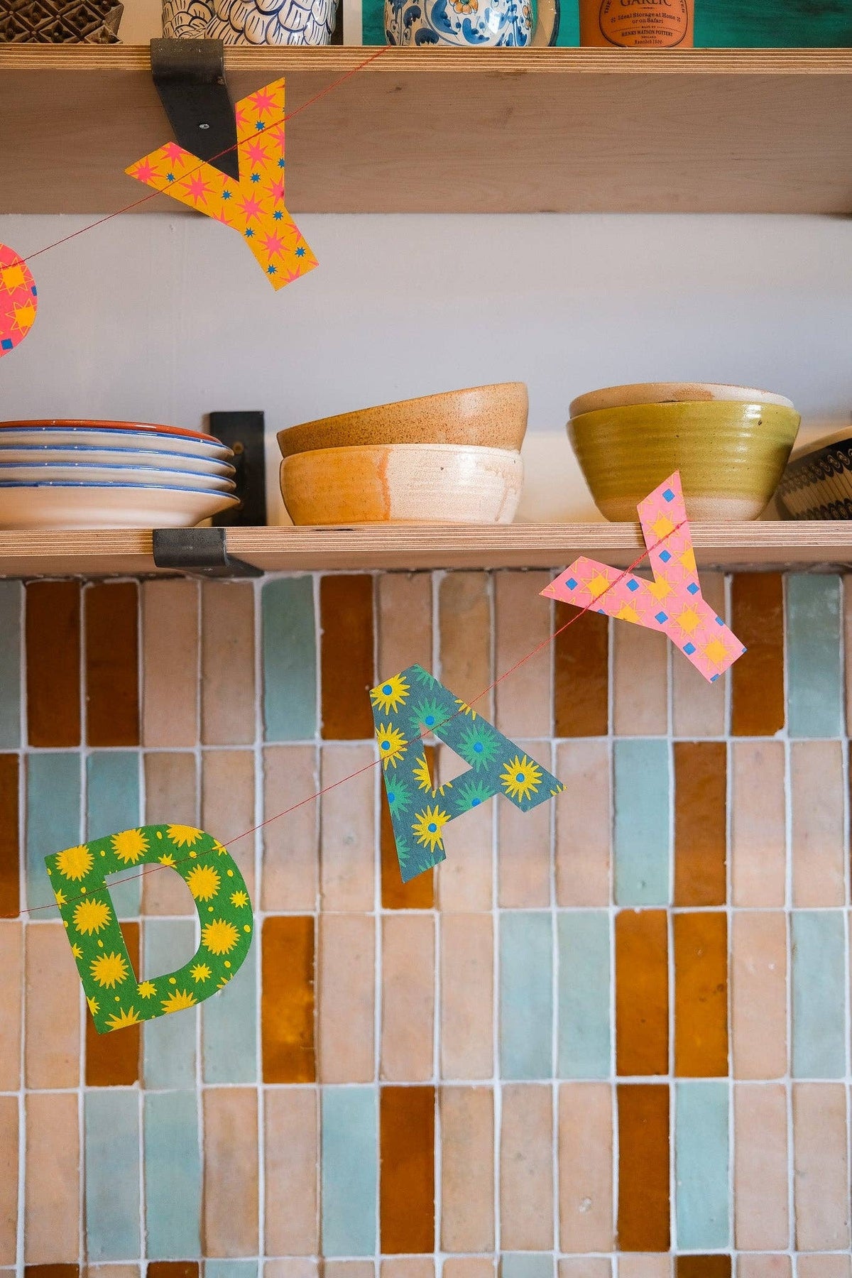 The Bright &amp; Happy Birthday Hand-Sewn Paper Garland