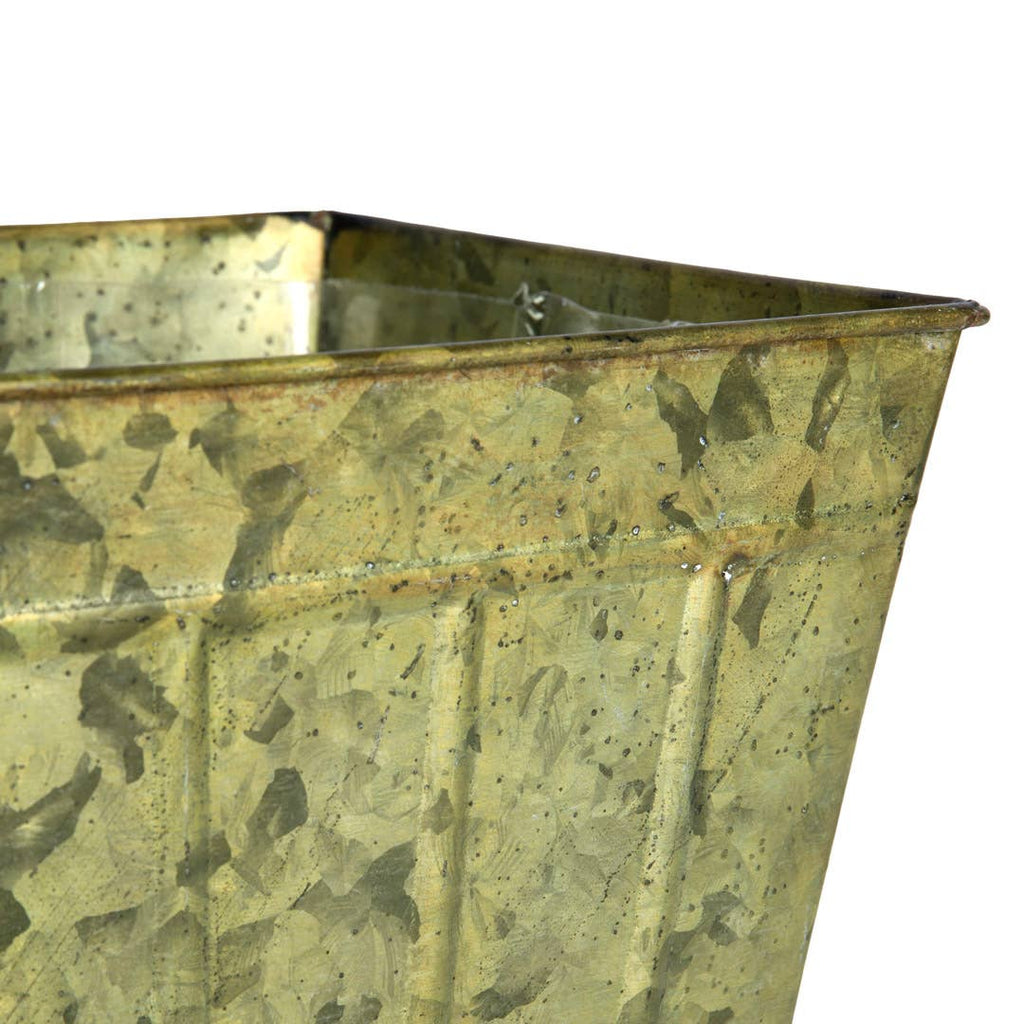 Verdigris Square Tin Planter Pot w/ PVC Liner