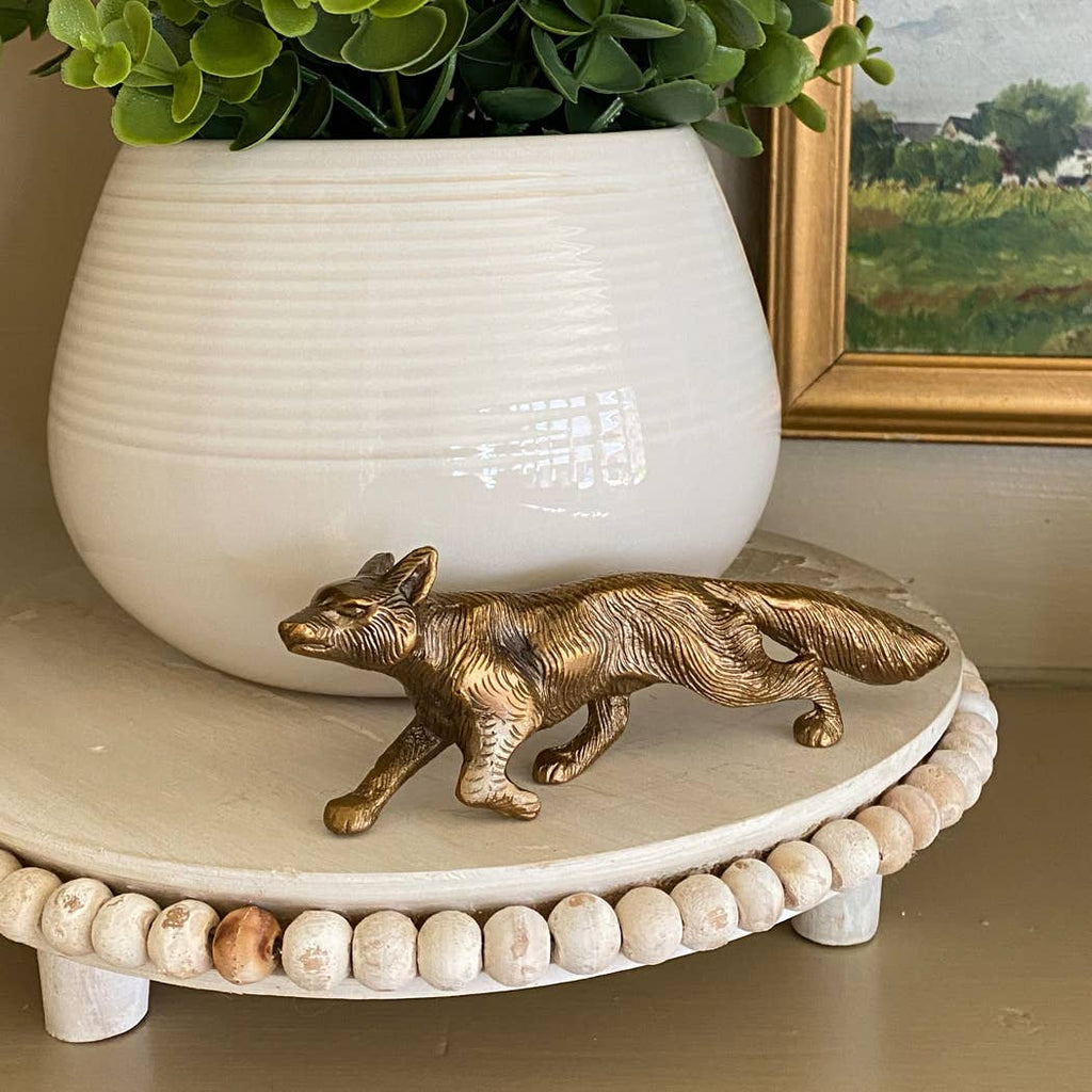 Solid Antiqued Brass Running Fox Tabletop Desk Decor
