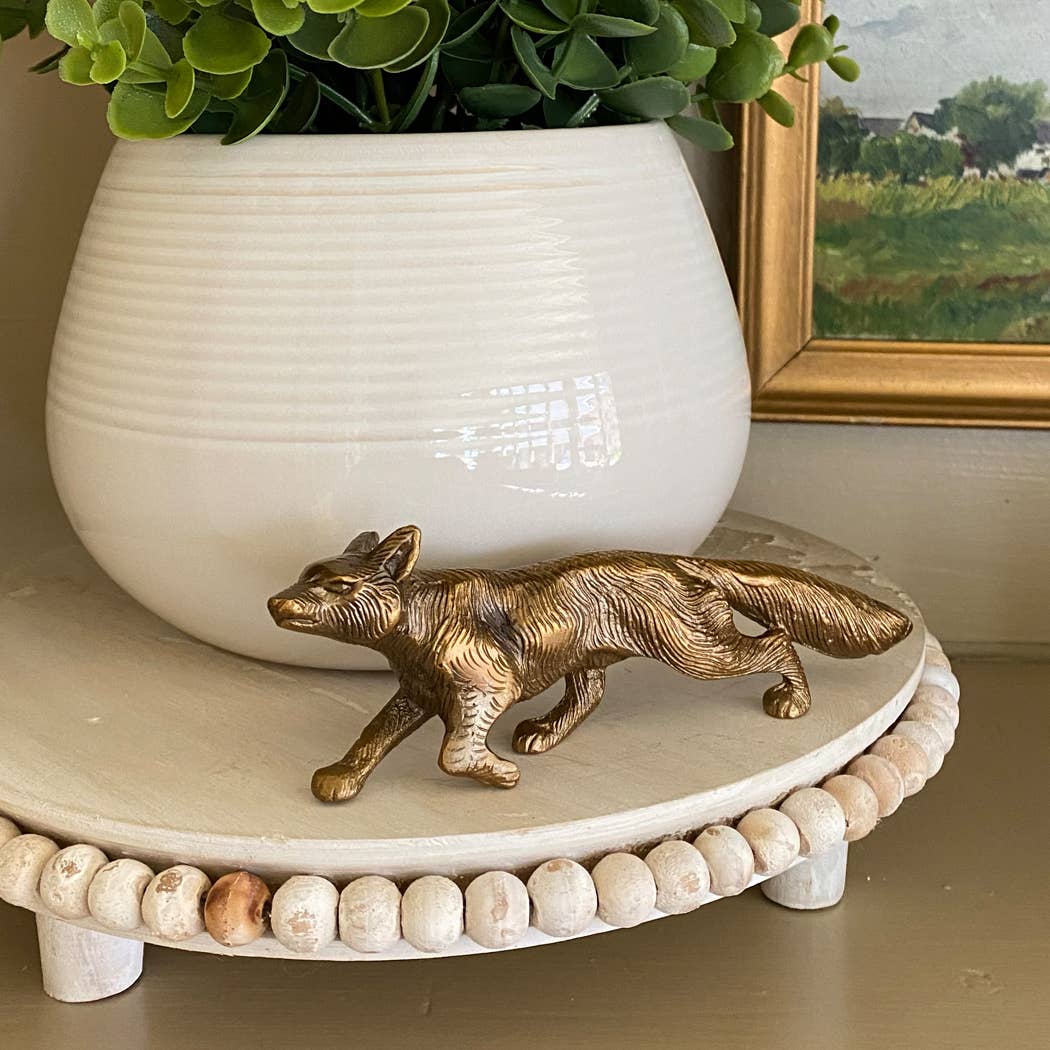 Solid Antiqued Brass Running Fox Tabletop Desk Decor