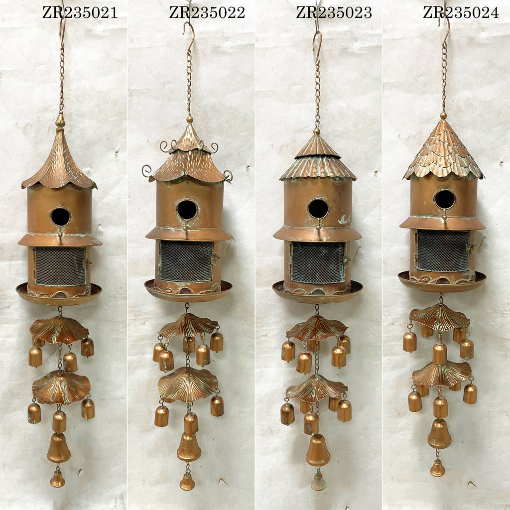 4 Asst. Hanging Birdhouse Feeder with Chimes
