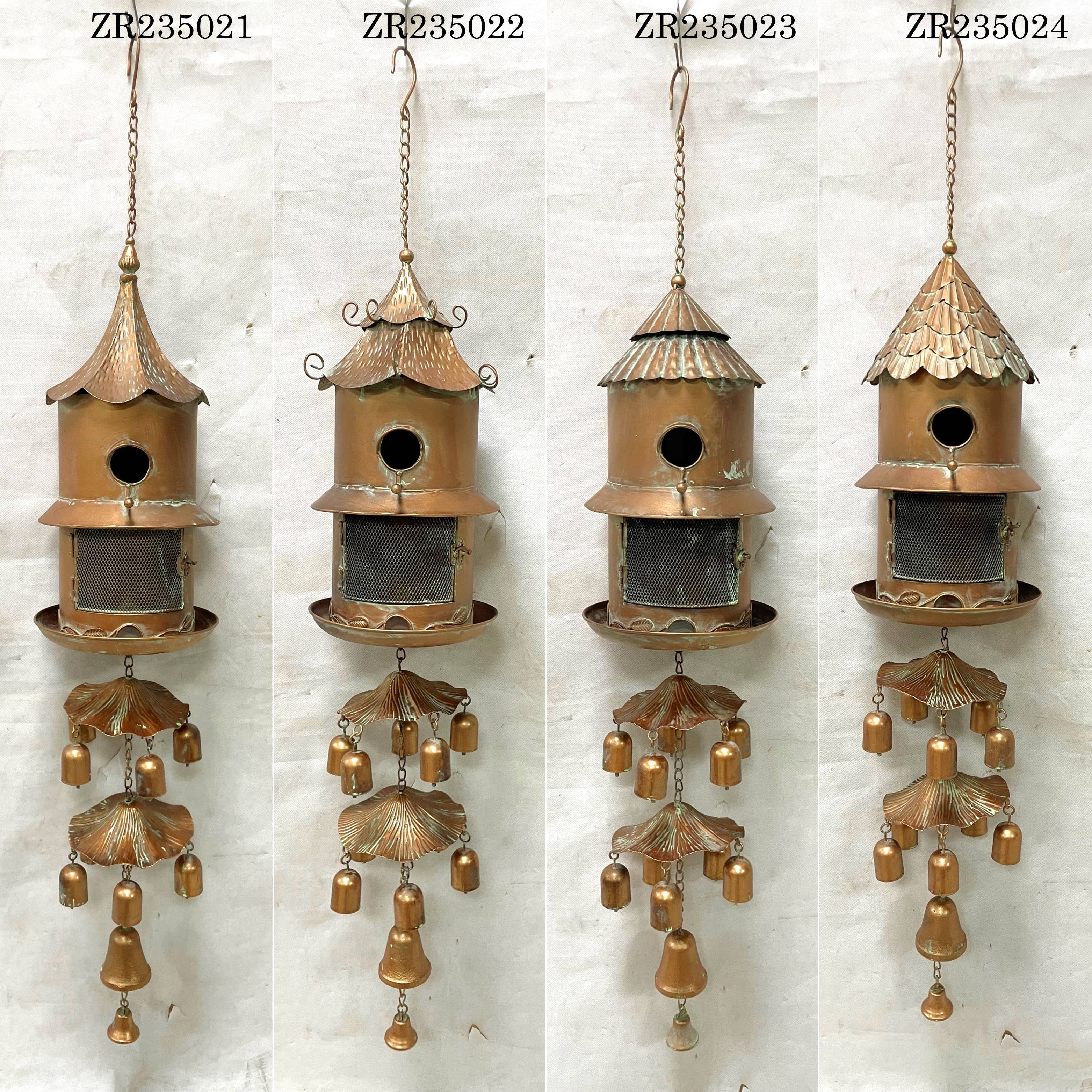 4 Asst. Hanging Birdhouse Feeder with Chimes
