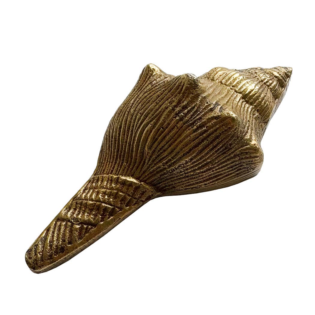 Antiqued Brass Conch Shell Paper Weight, 4"