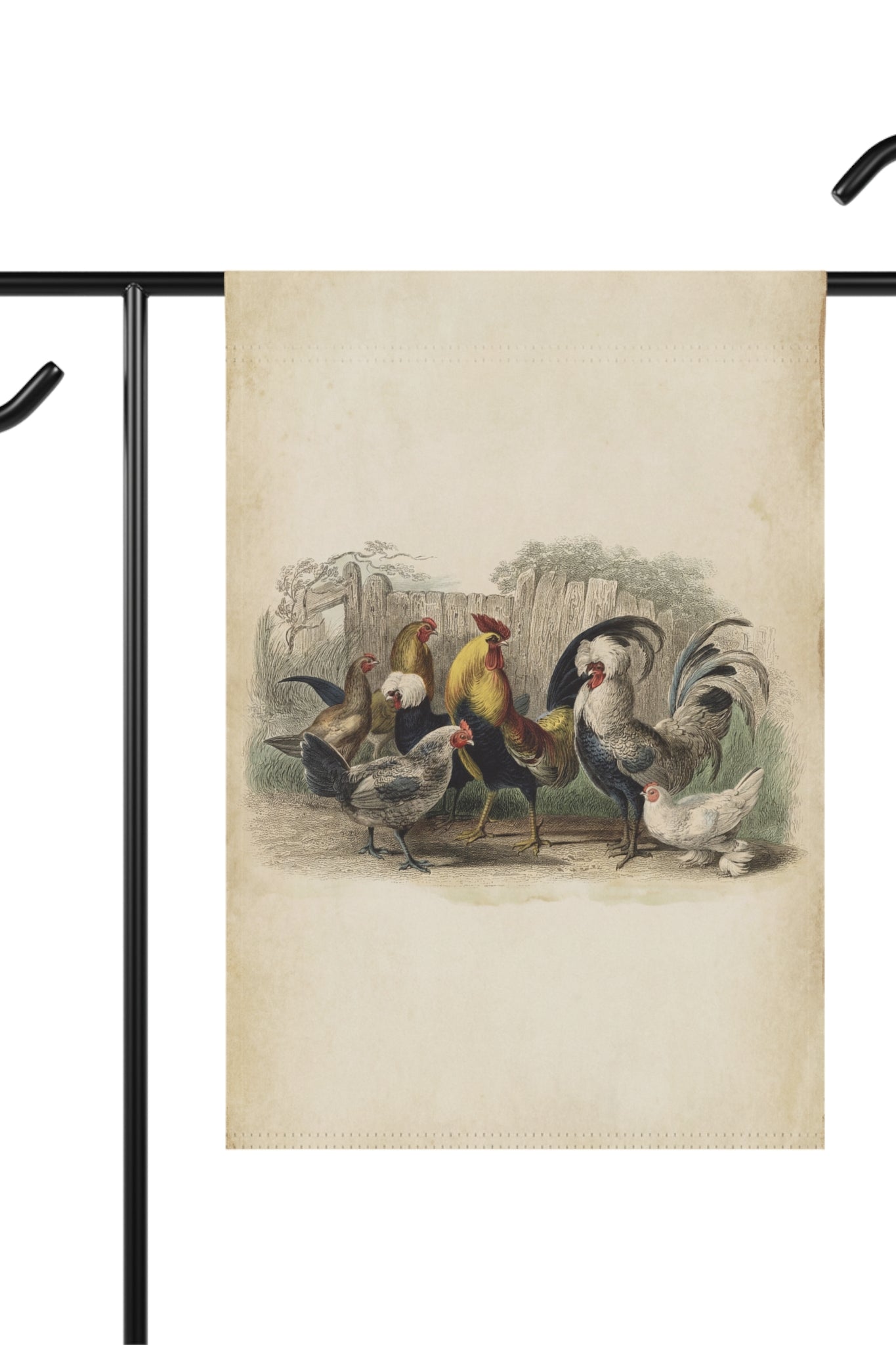 Feathered Fowl - Vintage Chicken Fock Garden Banner