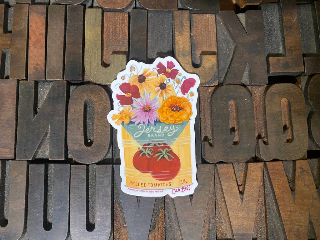 New Jersey Tomato Sticker in Vintage Tin Can