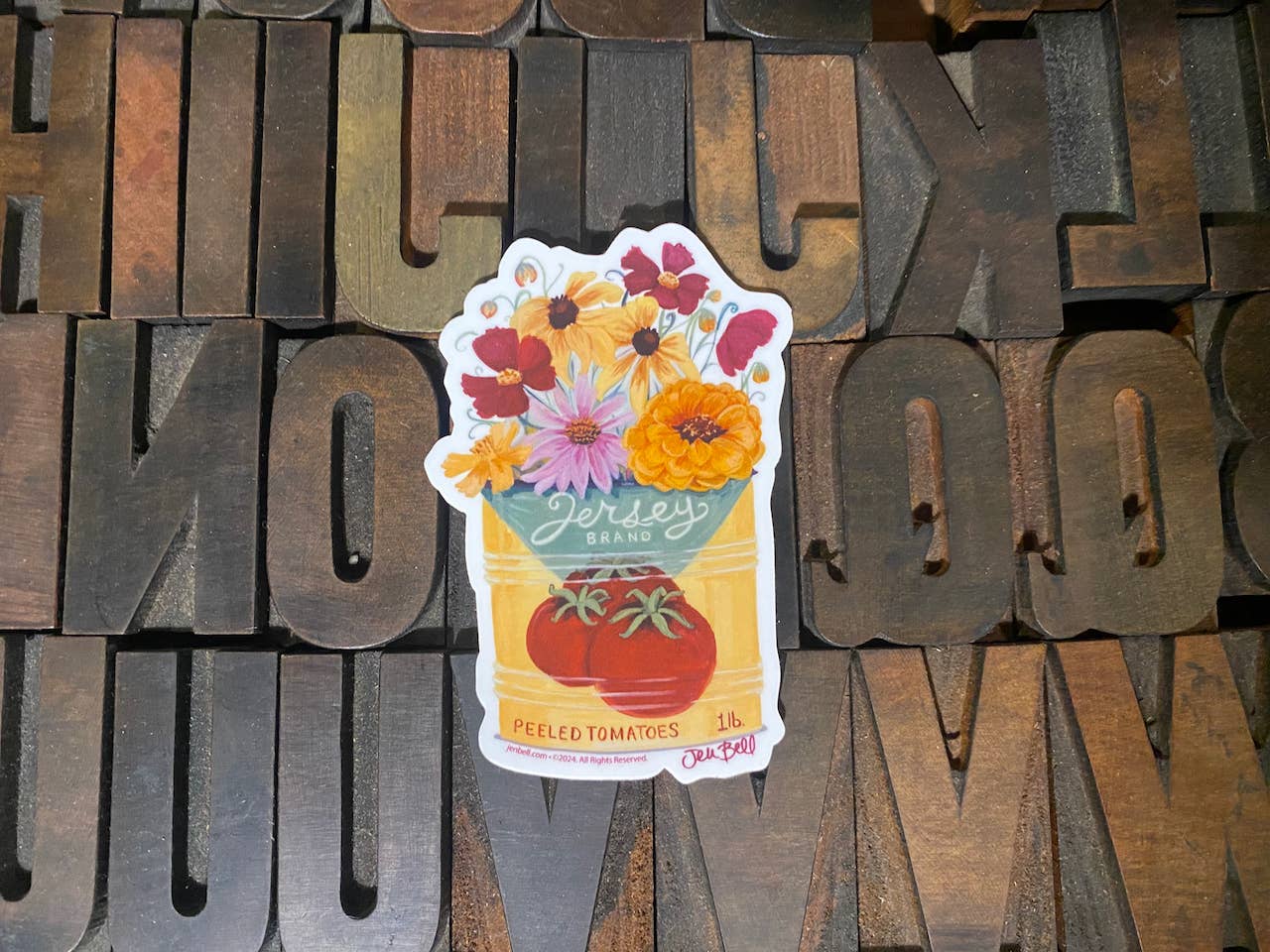 New Jersey Tomato Sticker in Vintage Tin Can