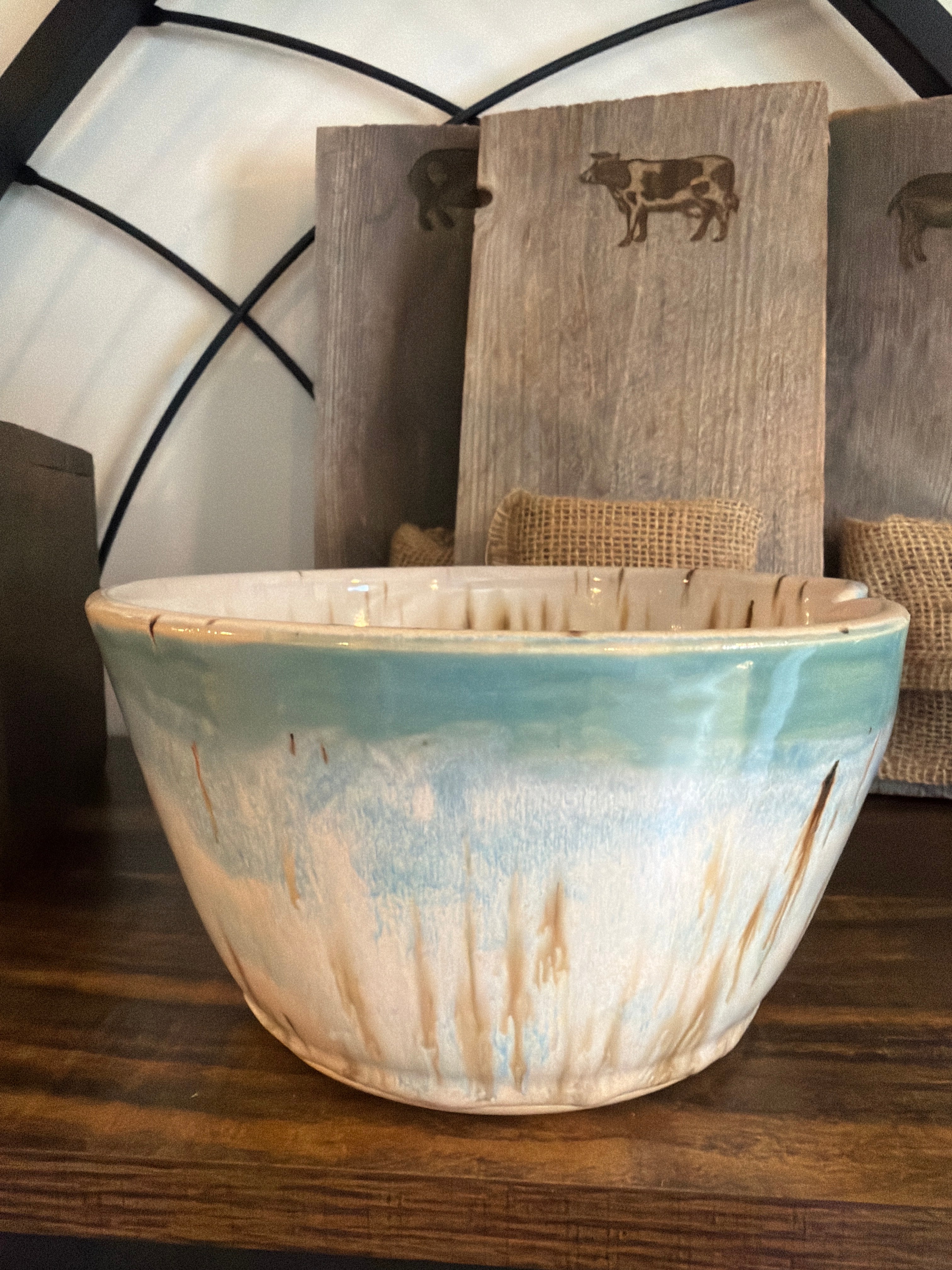 Blue and white mixing bowl