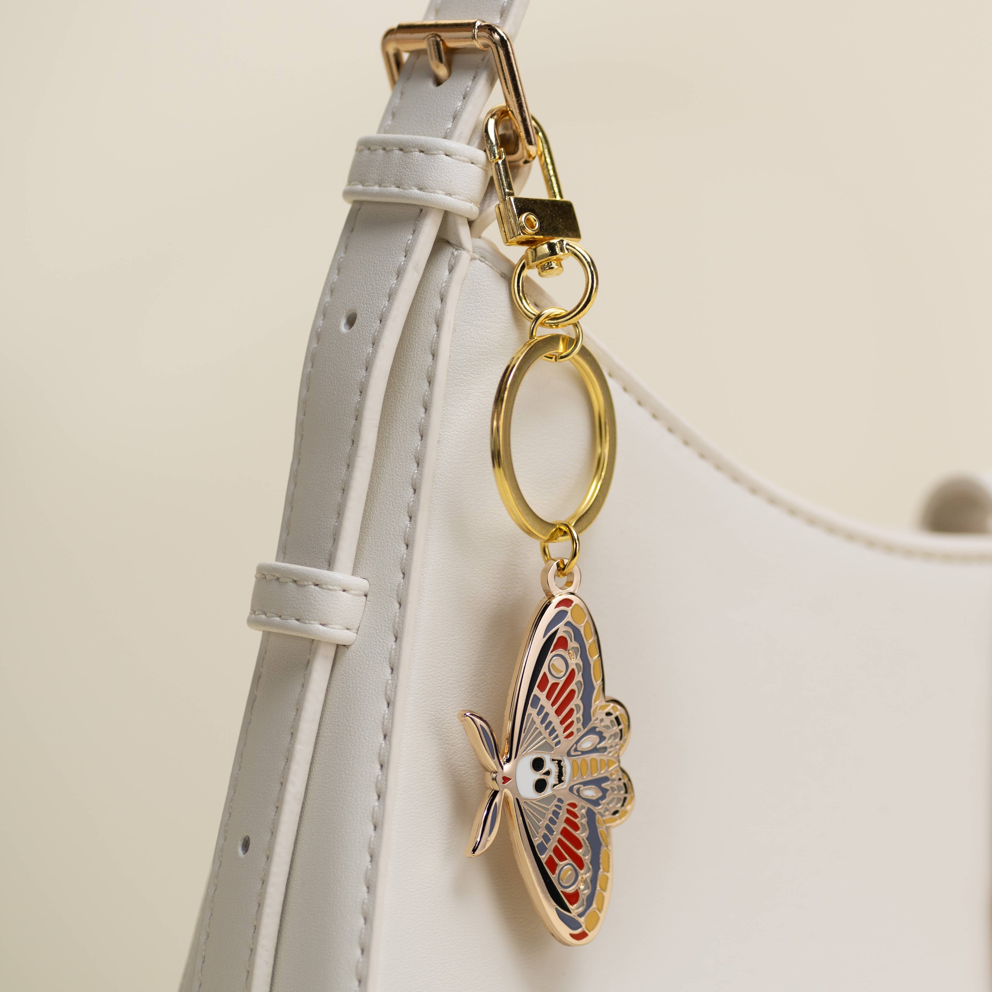 Death’s Head Hawkmoth Keychain Charm,   Spring Goth Gifts