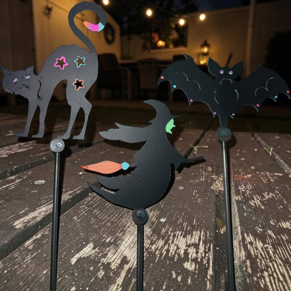 Halloween plant stakes garden potted plants metal decor