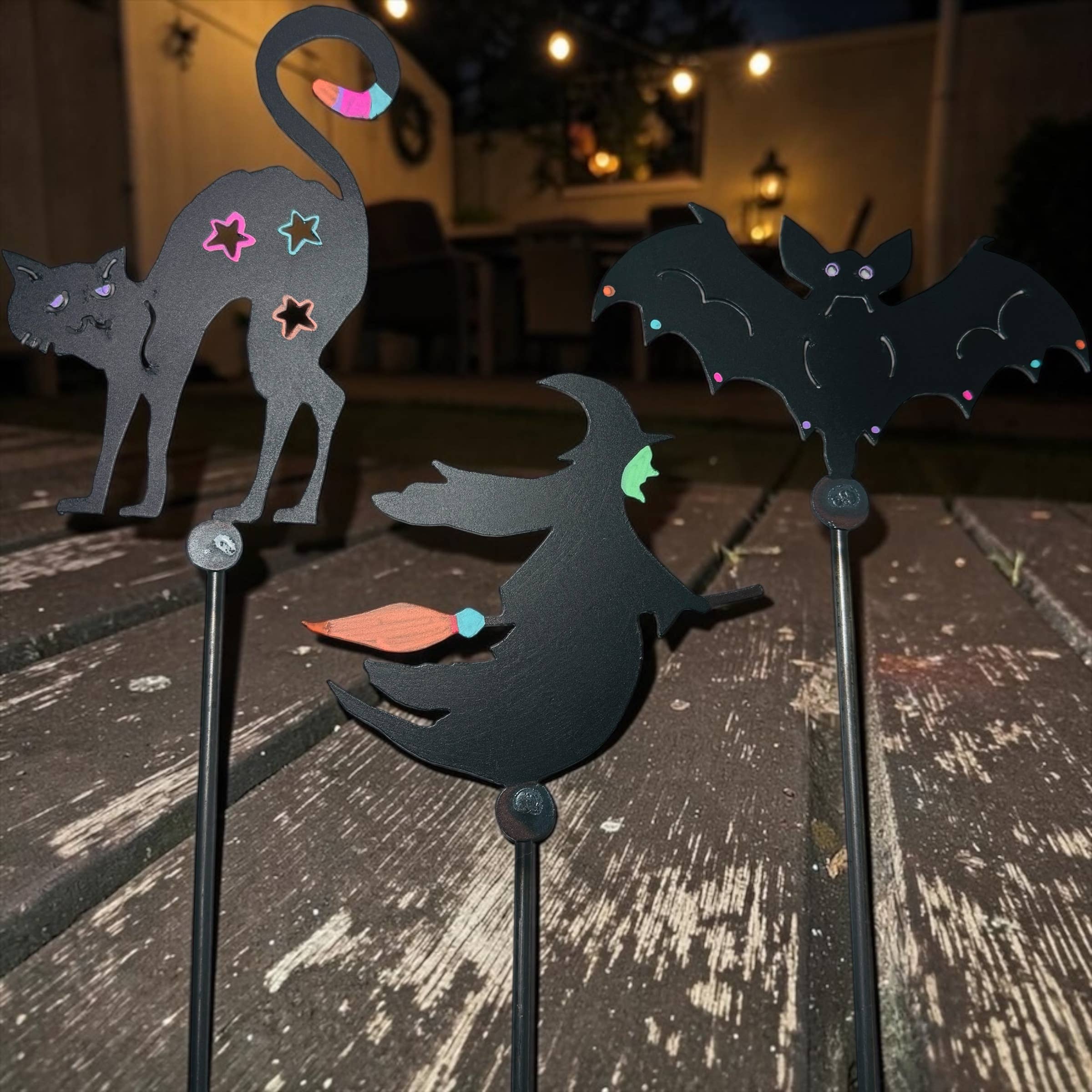 Halloween plant stakes garden potted plants metal decor