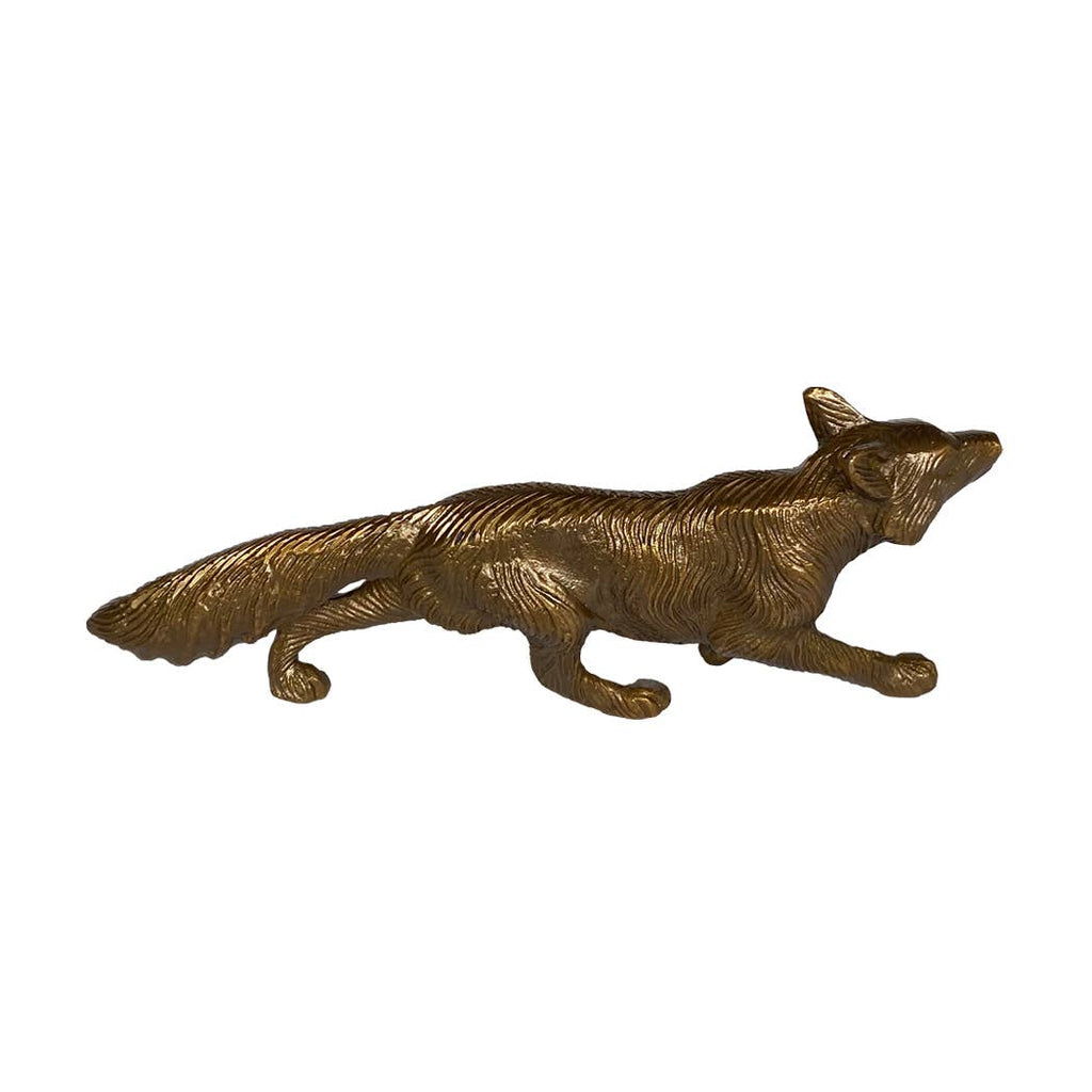 Solid Antiqued Brass Running Fox Tabletop Desk Decor