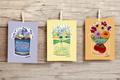 NJ Greeting Card Set Featuring Wildflowers and Vintage Cans