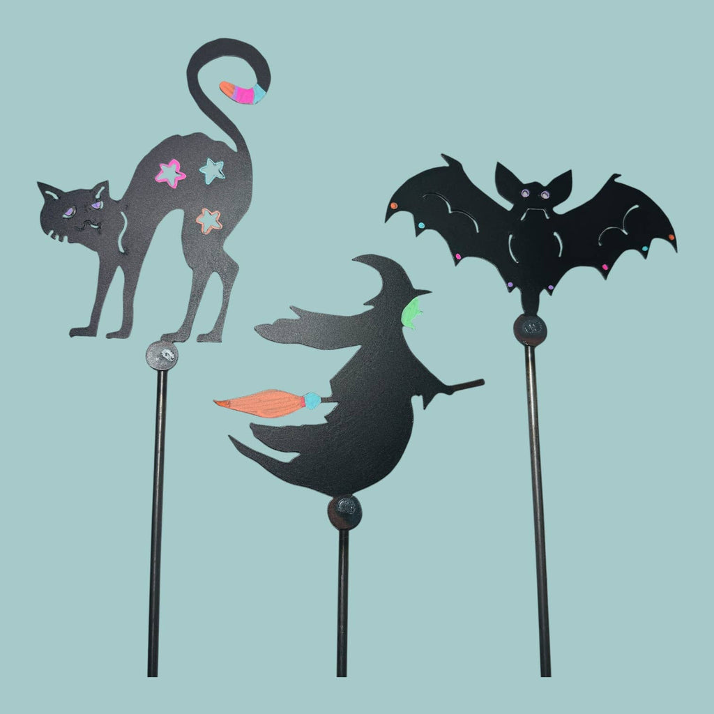Halloween plant stakes garden potted plants metal decor