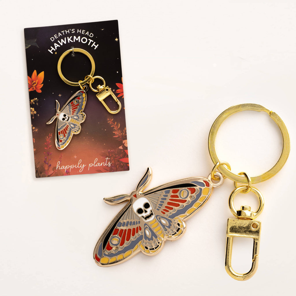 Death’s Head Hawkmoth Keychain Charm,   Spring Goth Gifts