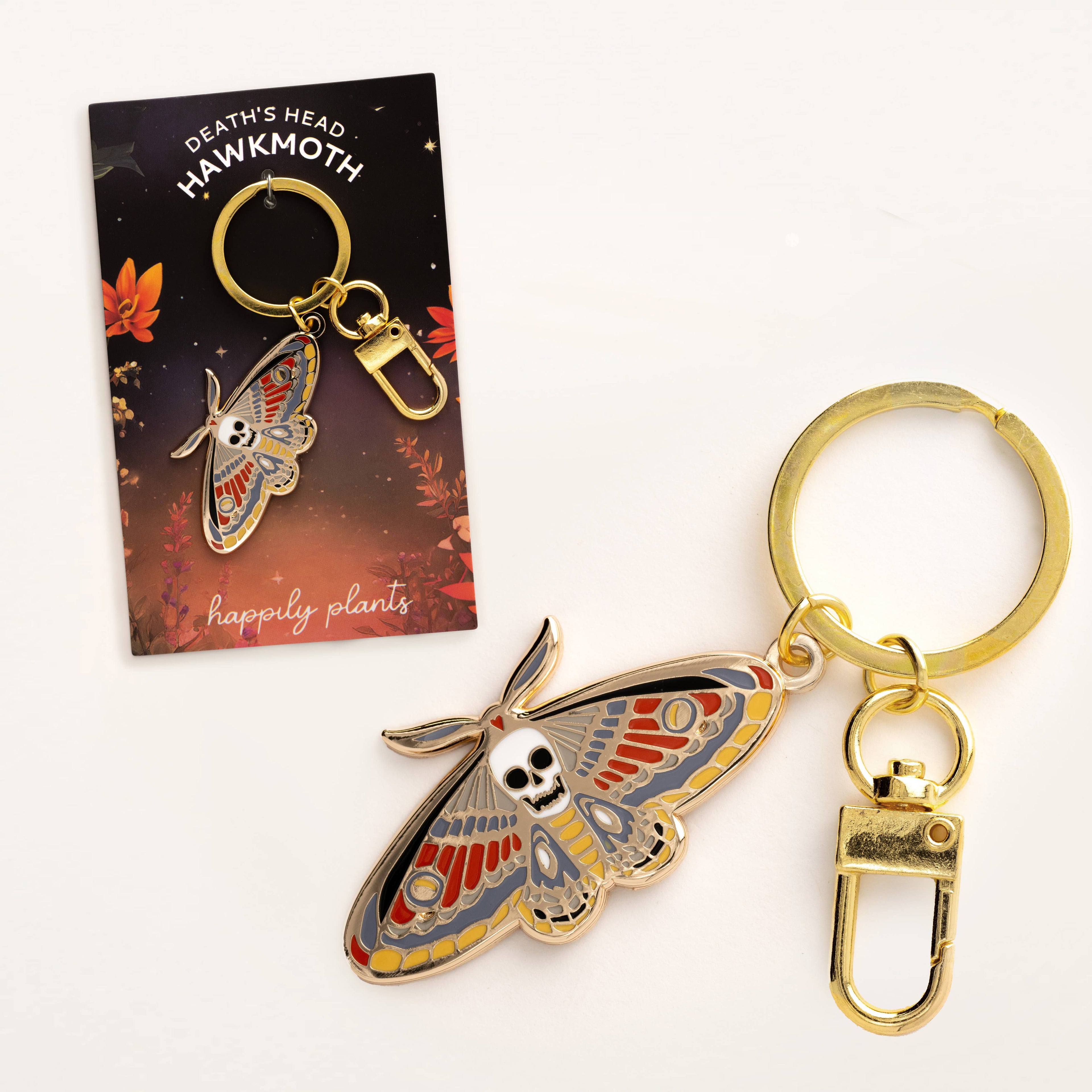 Death’s Head Hawkmoth Keychain Charm,   Spring Goth Gifts