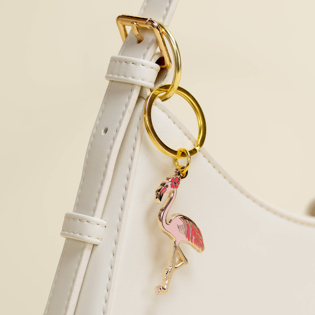 Pink Flamingo Keychain charm, Coastal & Beach Spring Gifts