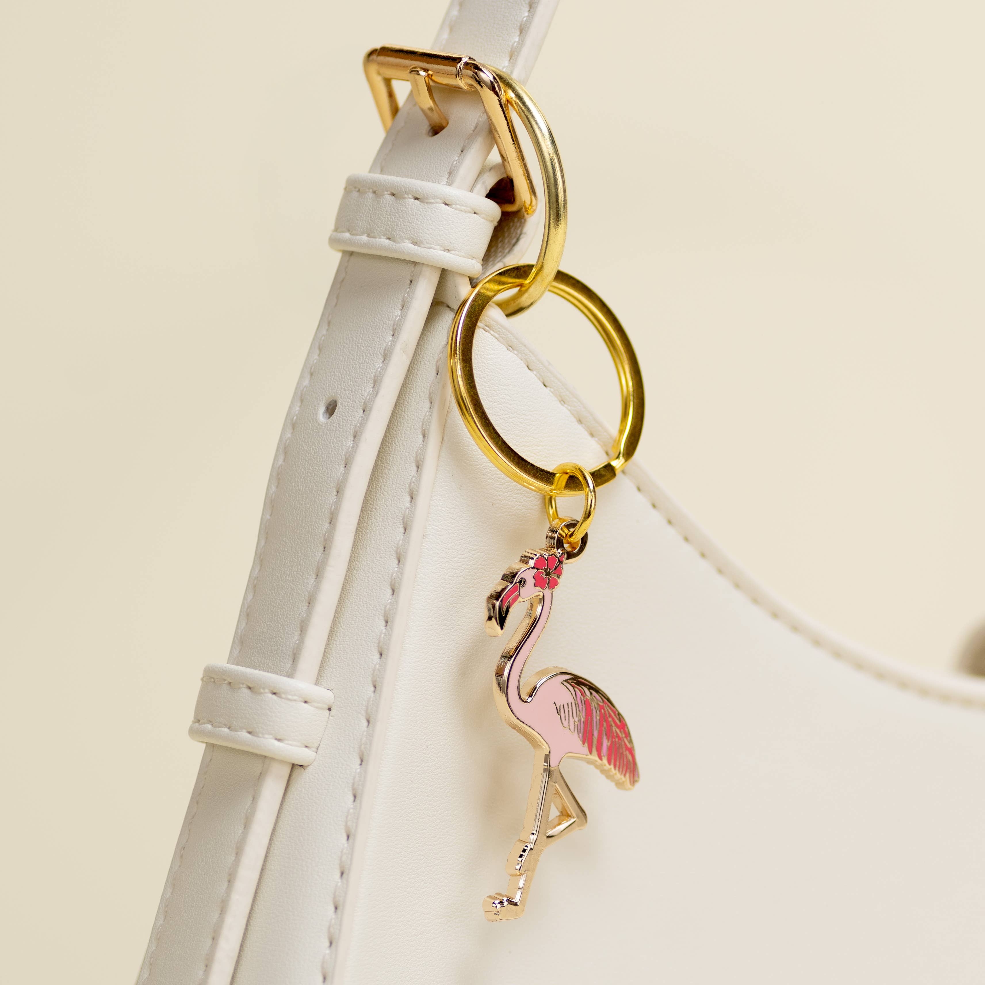 Pink Flamingo Keychain charm, Coastal & Beach Spring Gifts