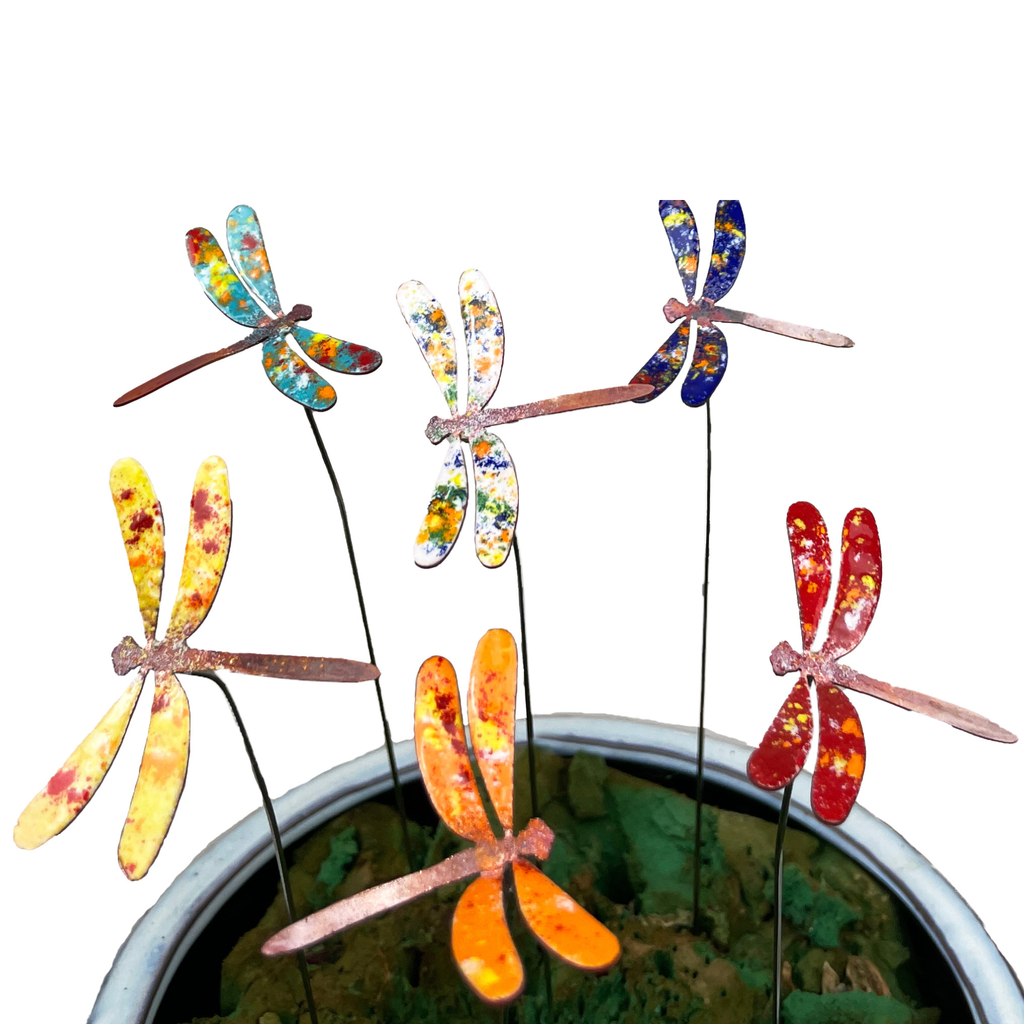 Small Copper Enamel Dragonflies