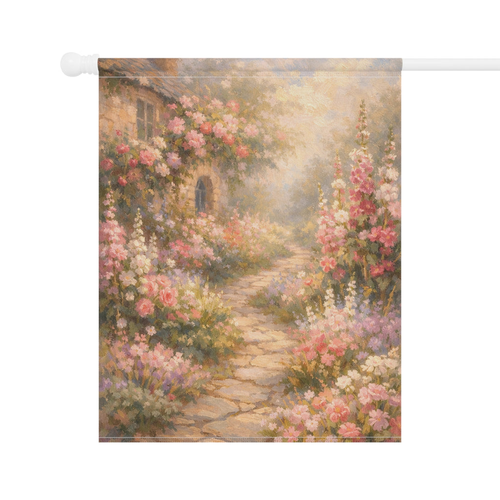 English Cottage Garden Banner — Romantic Floral House Banner