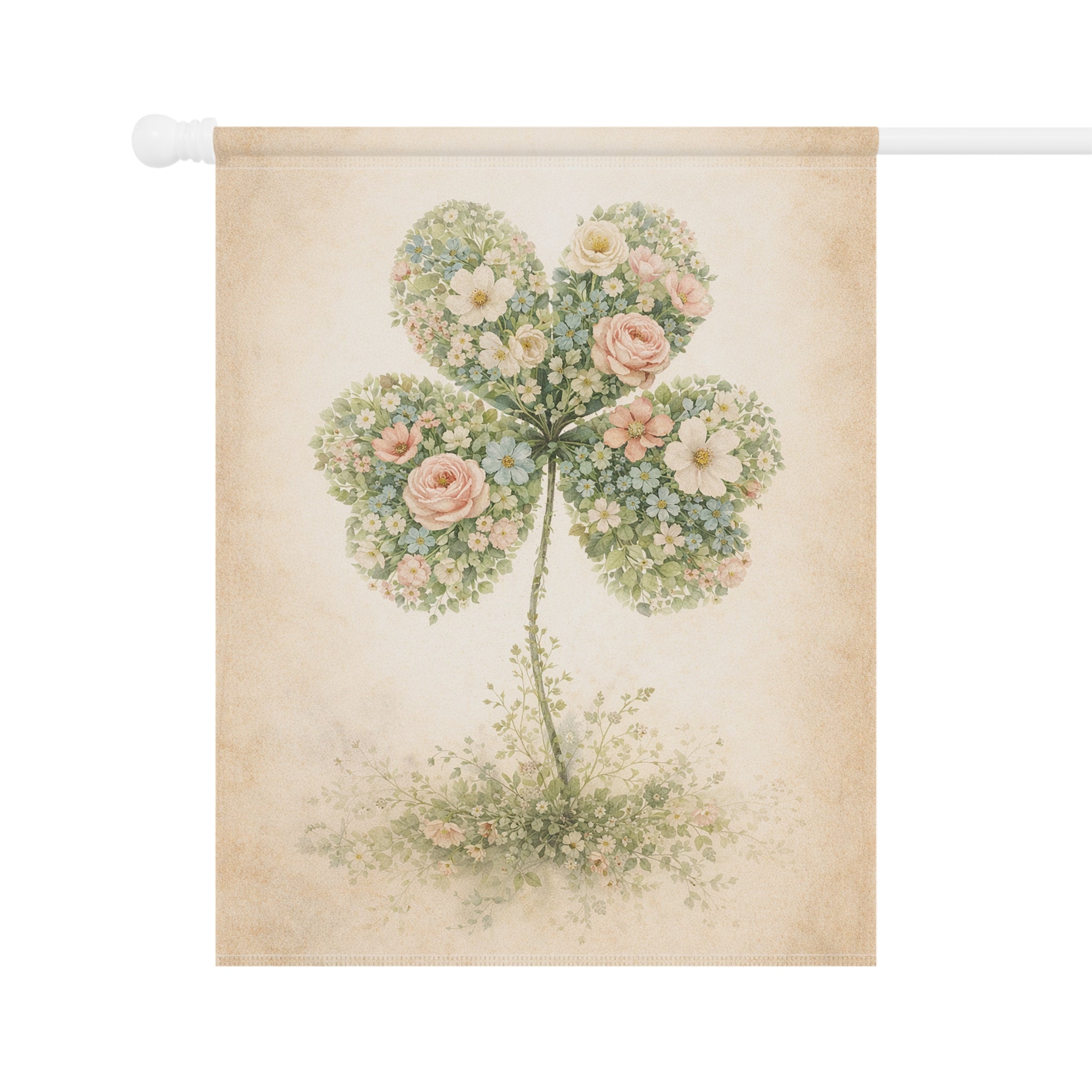 Flower Filled Four Leaf Clover - St. Patrick's Day Garden Flag