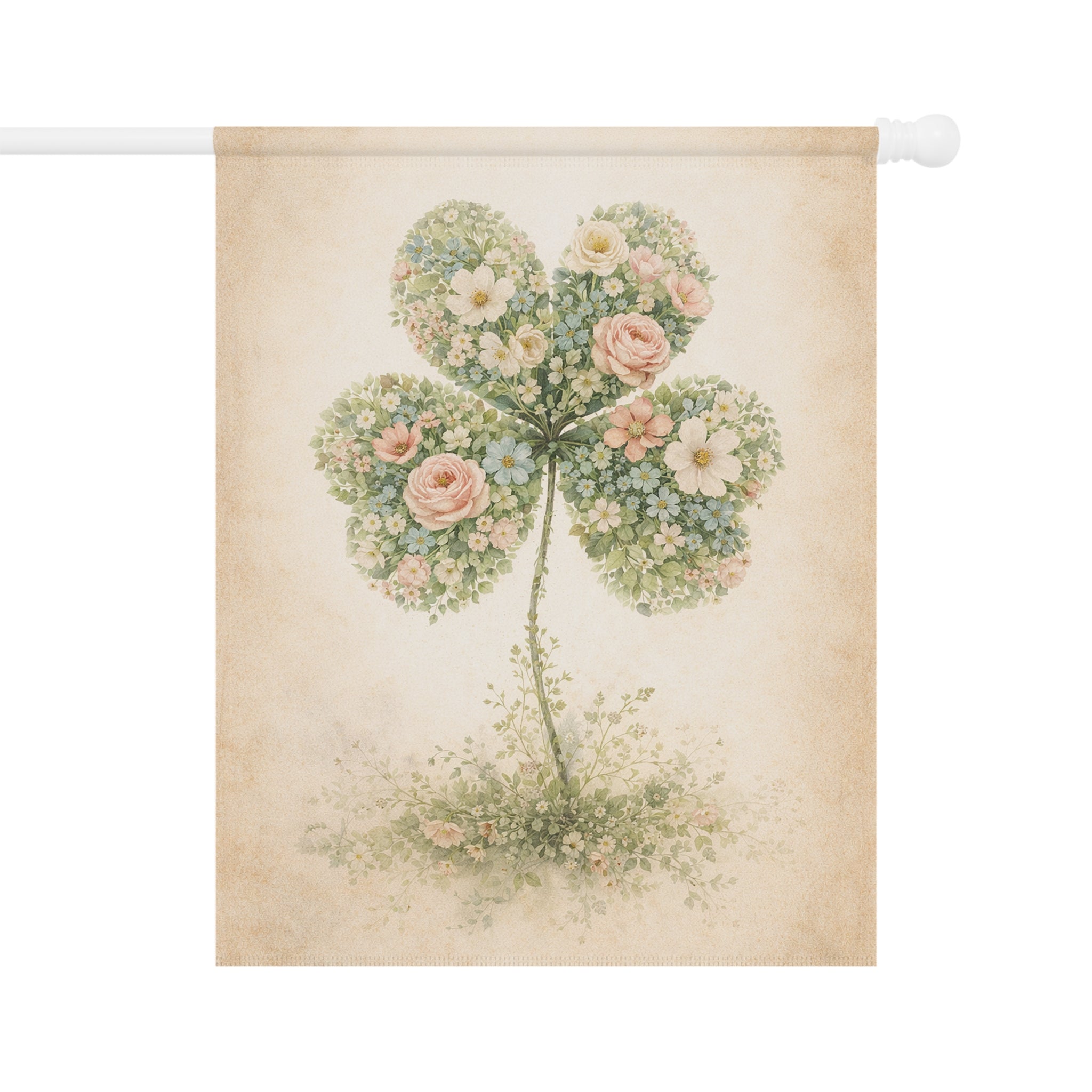 Flower Filled Four Leaf Clover - St. Patrick's Day Garden Flag