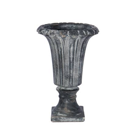 Round Cement Fluted Urn 6.25"D