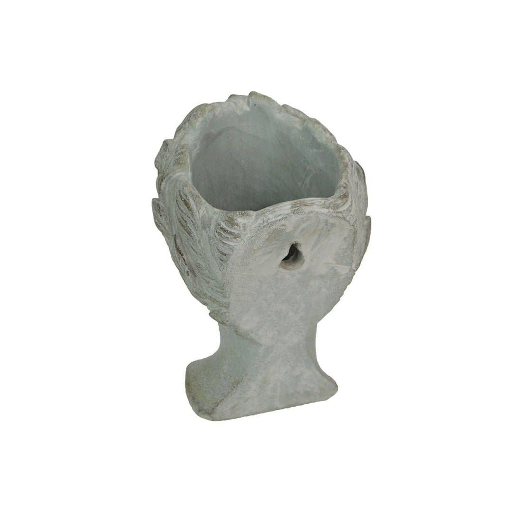Weathered Gray Greek Lady Wall Mount Cement Planter 6 Inches