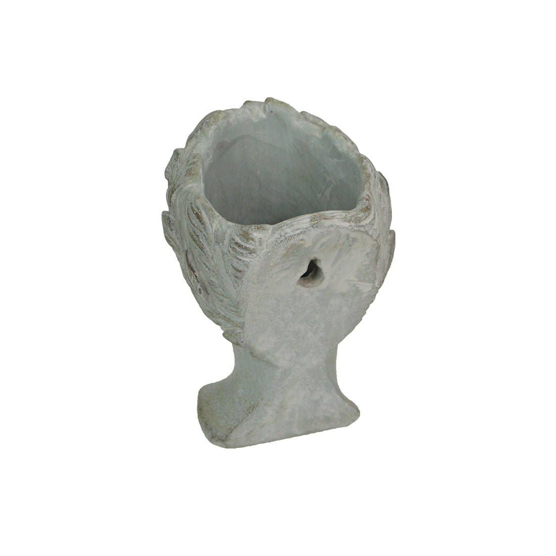 Weathered Gray Greek Lady Wall Mount Cement Planter 6 Inches