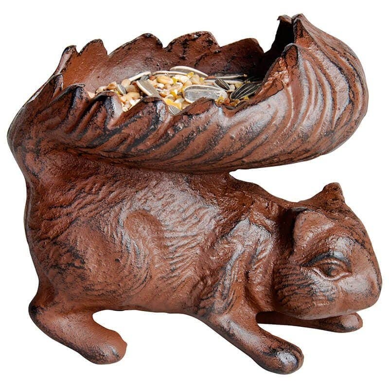 Squirrel Feeder, Cast Iron, Antique Brown